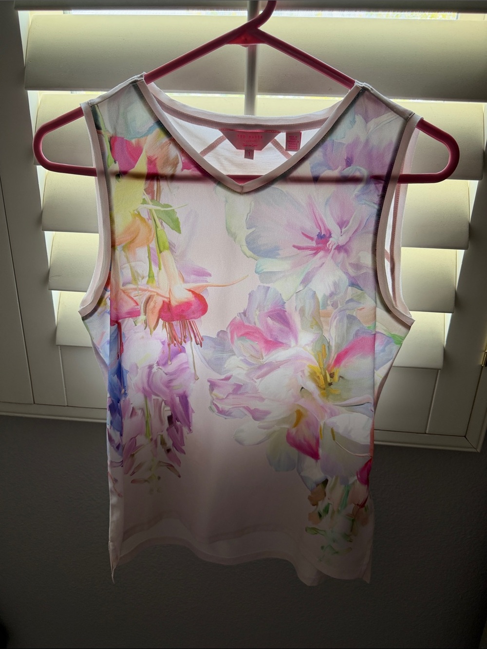 Ted Baker London Pastel Floral V-Neck Sleeveless Tank